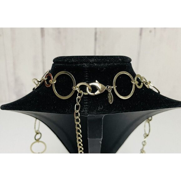 Chico’s Long Gold Tone Ring Chain Necklace Strand - Picture 3 of 5